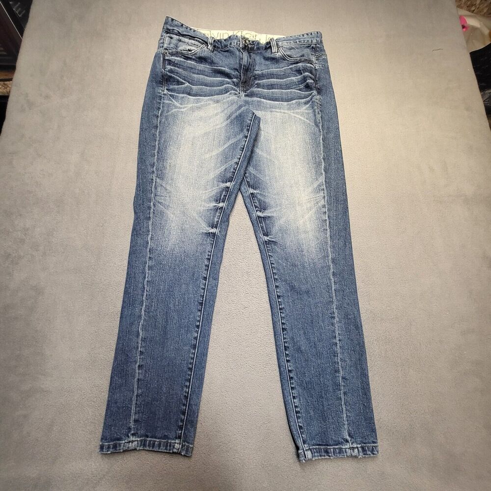 Calvin Klein Jean Womens 30 Blue Slouchy Slim Straight Stretch Distressed Denim